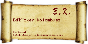 Böcker Kolombusz névjegykártya